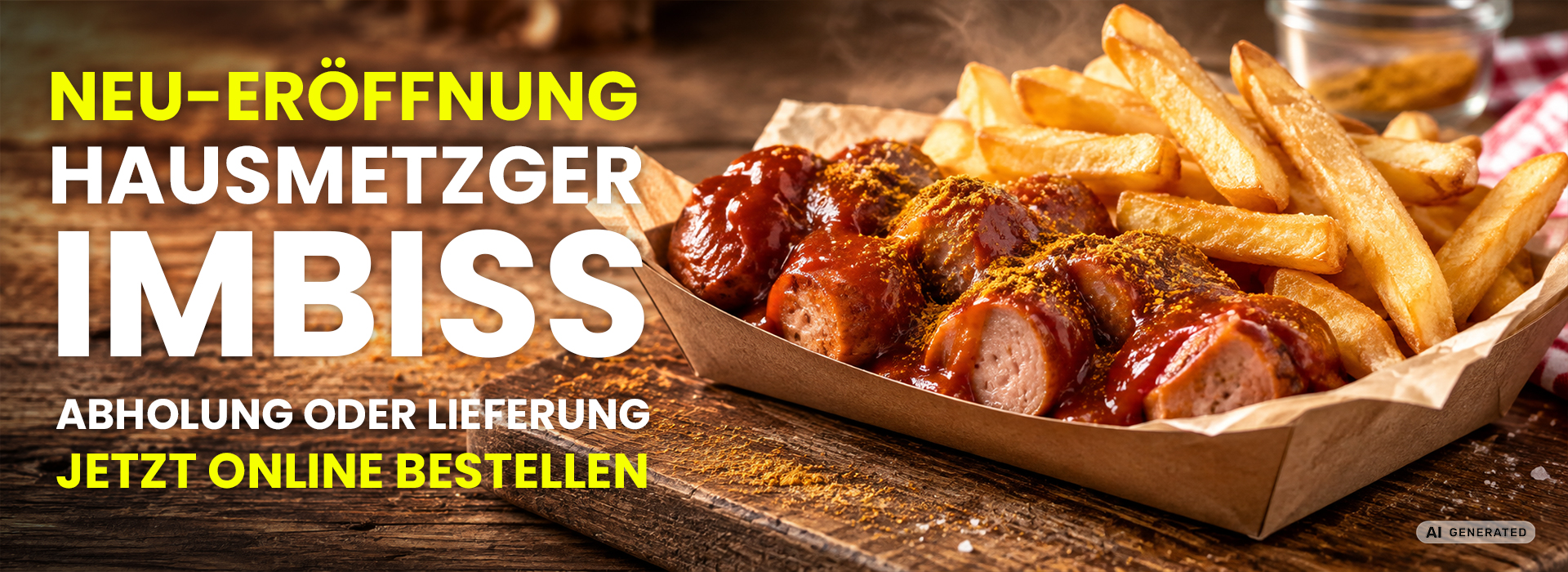 Bild einer Currywurst, KI generiert
